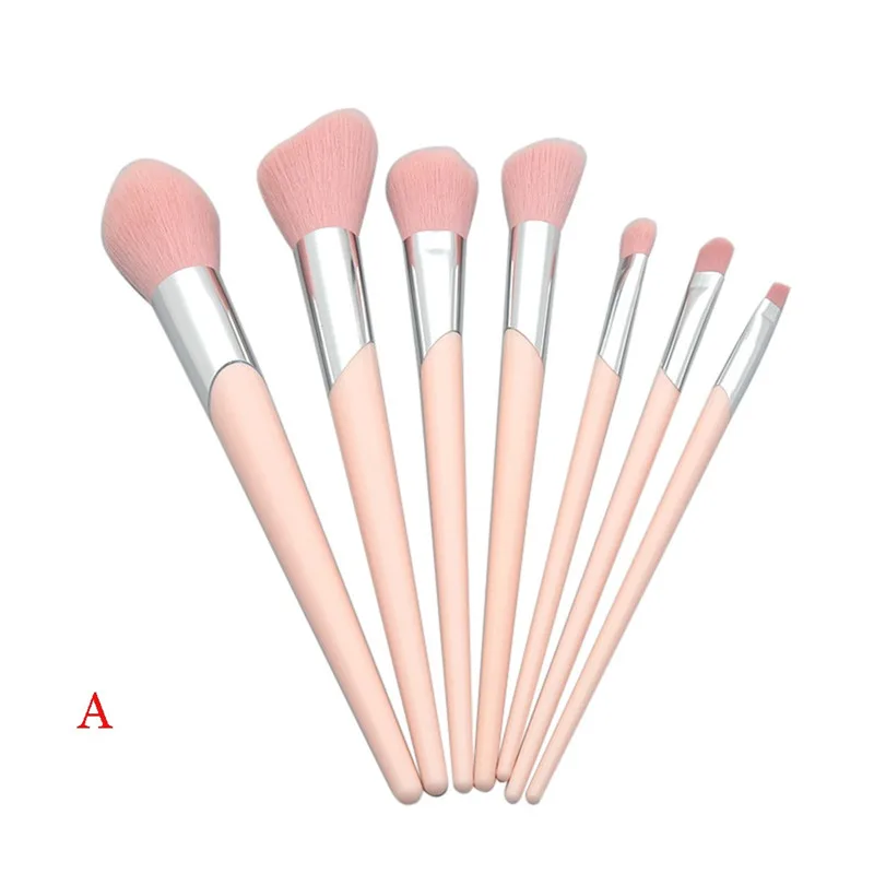 7 Pcs Bevel Mouth Tube Plastic Handle Powder eye brush makeup brush Set Makeup Tool 121#Xu3