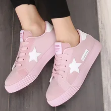 2017 New Casual Women Shoes Stars Fashion Patchwork Ladies Canvas Shoes Female Platform Trainers Basket Femme Chaussure