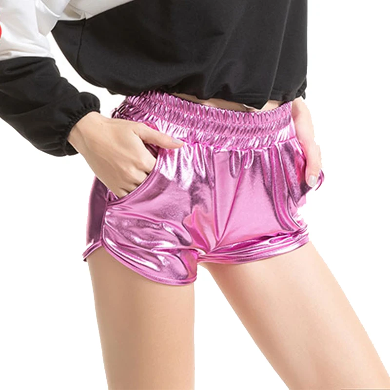 

Women's Shorts Metallic High Waist Biker Dance Sexy Short Pants Fashion Summer For Women Black Booty Halloween Short Trousers