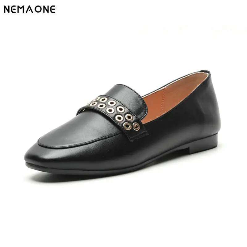 

NEMAONE Boat shoes for women flats shoes Ladies shoes genuine leather casual shoes round toe pigskin zapatos de mujer