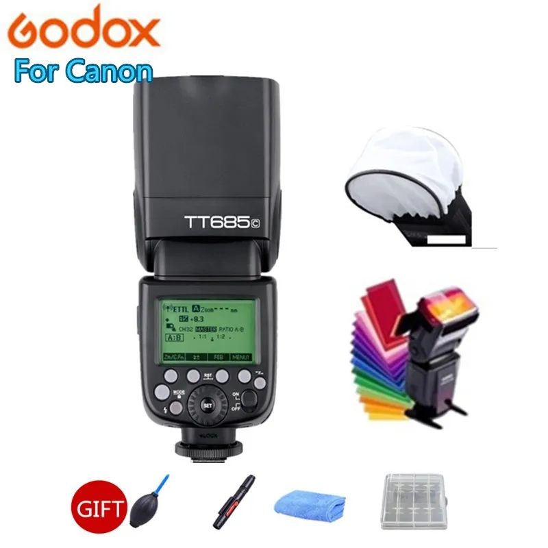 Вспышка для камеры Godox TT685C Высокоскоростная синхронизация внешняя ttl HSS speed lite для Canon 1100D 1000D 7D 6D 60D 50D 600D 500D+ подарочный комплект