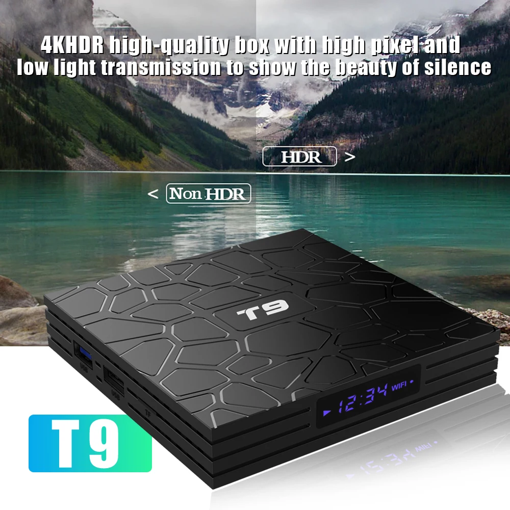 2019 T9 Android 8.1 TV Box T9 RK3328 Quad Core 4gb / 64gb 4k USB 3.0 Smart Set Top Box 2.4G/5G Dual WIFI Bluetooth Set-top box