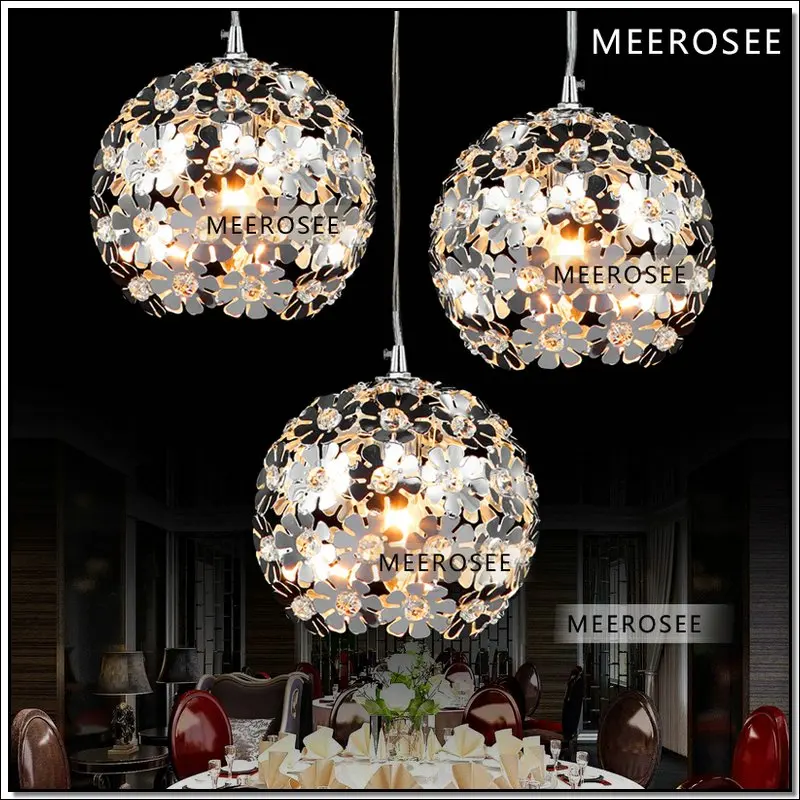 

3 Lights Flower Crystal Pendant Light Modern Crystal Lighting Fixture for Dining Room Hanging Suspension Lustre Luminaire