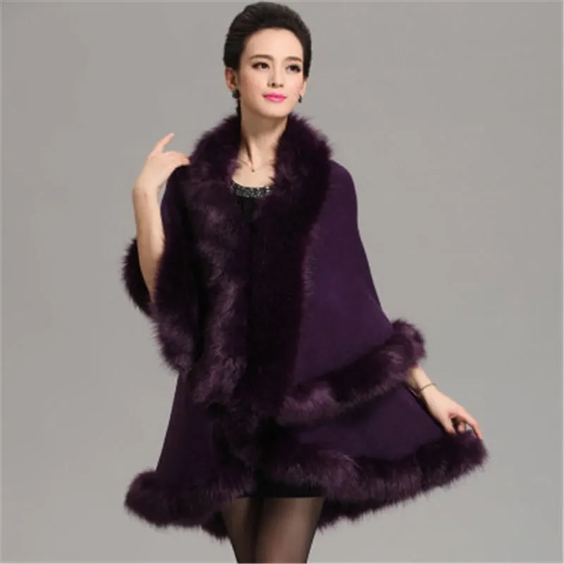 Модный Плащ из искусственного меха, вязаный свитер, кардиган, тонкое кашемировое пальто из меха енота для женщин - Цвет: purple