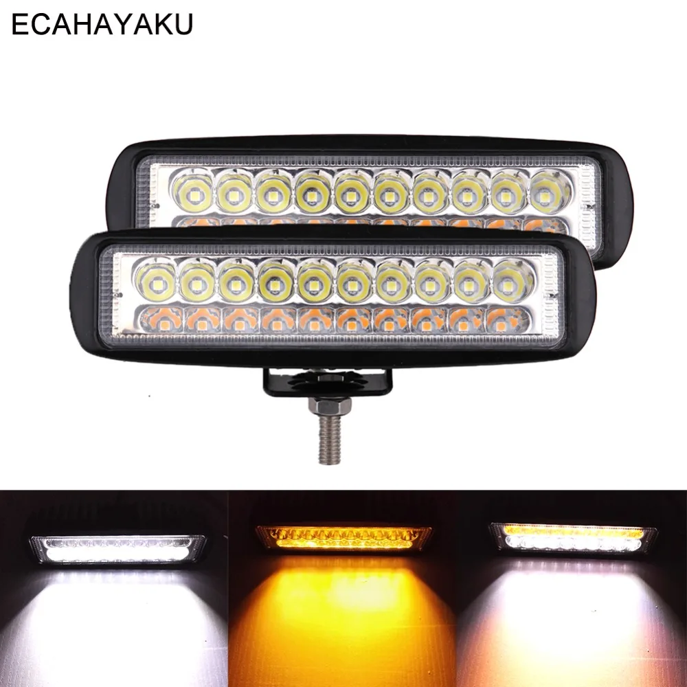 

ECAHAYAKU 2Pcs 6inch 60W Car Led Light Bar 3000K 6000K Dual Color 12V 24V Led Bar Lamp for Off Road 4x4 SUV Trucks Trailers Boat