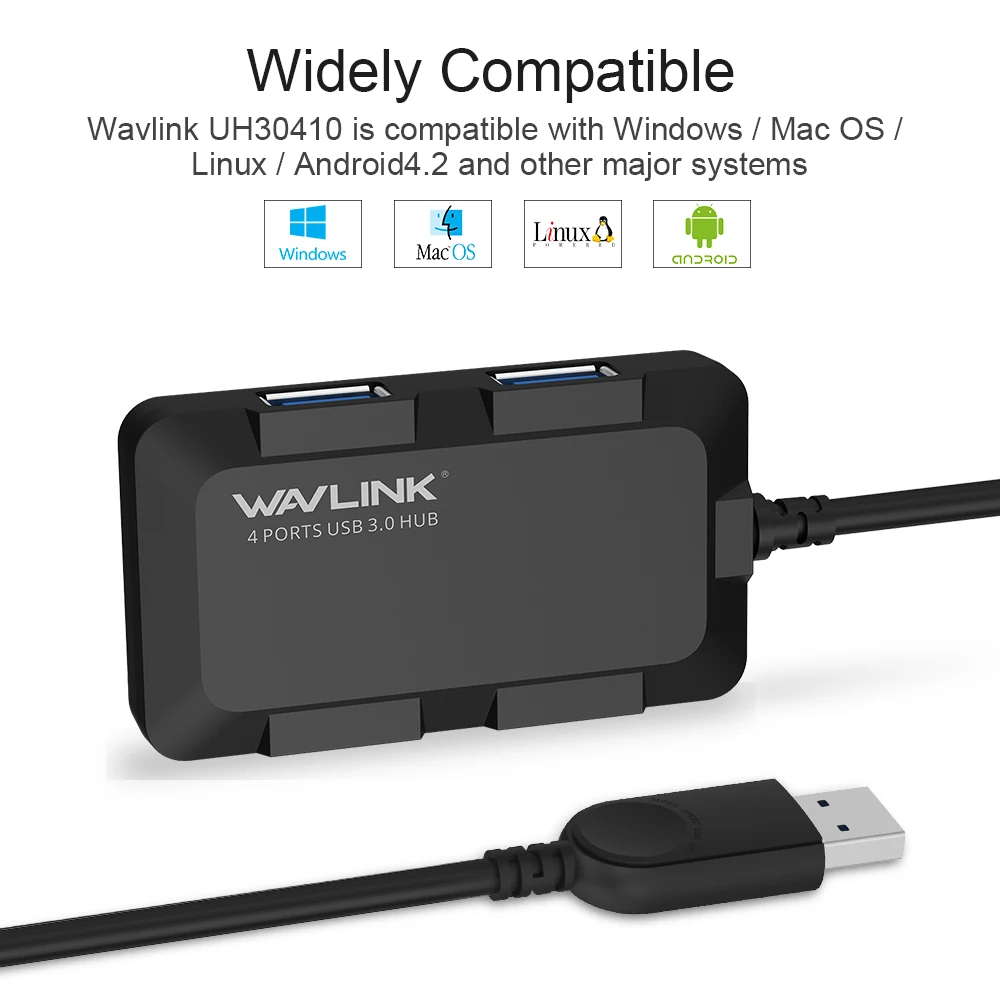 Wavlink 4 порта USB 3,0 концентратор Мини Портативный Суперскоростной компактный usb-хаб адаптер несколько док-станция для Windows Mac OS таблетки для ноутбука