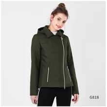 ICEbear Women s Spring Parkas 2018 Zippers Thin Casual Cotton Padded Jackets Polyester Light Slim Short