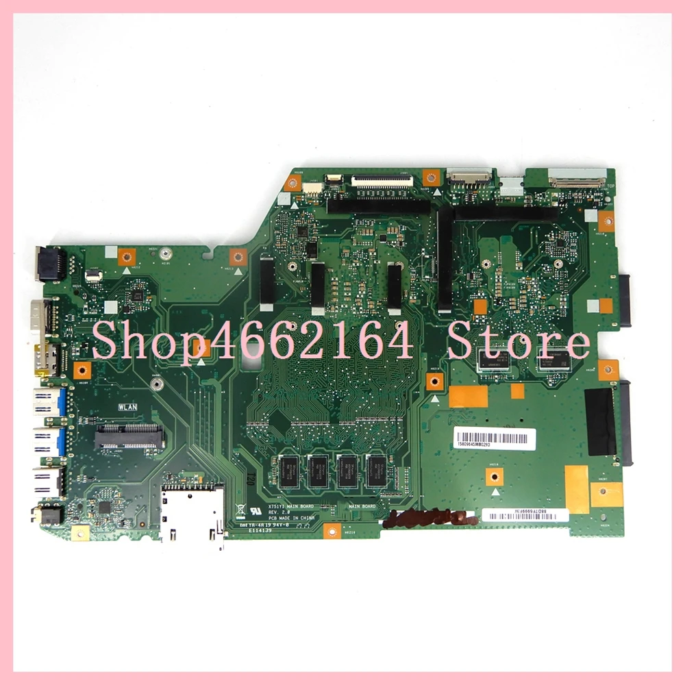  X751YI motherboard E1-7010 CPU 4GB RAM 2GB Graphics card X751YI Mainboard For ASUS X751Y X751YI K75