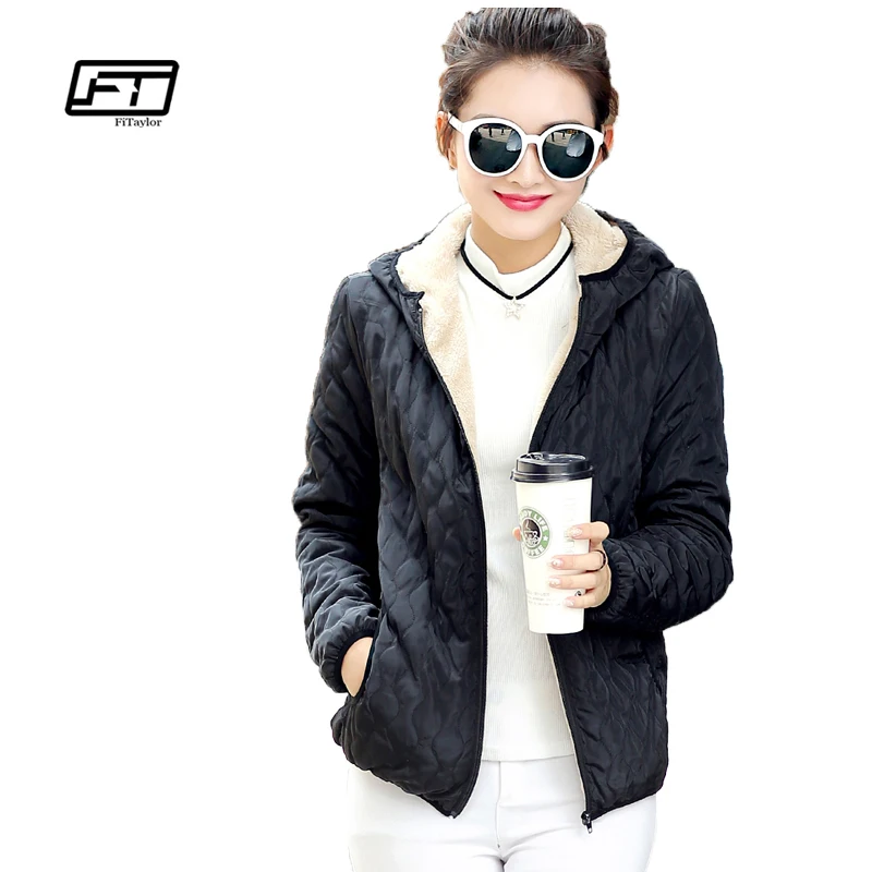 

Fitaylor New Spring Autumn Women Jacket Casual Cotton Hooded Coats Plus Size Parka Slim Abrigos Lattice Parkas Quilted Overcoat