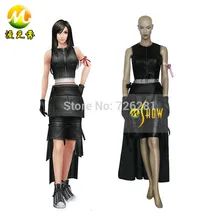 Juego anime 7 final fantasy vii tifa lockhart cosplay atractivos de las mujeres de cuero negro trajes de disfraces para la fiesta de halloween