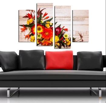 

New Modular Pictures Free shipping Modern Flower Painting On Canvas Wall Art Cuadros Flowers Picture Home Decor For Living Room