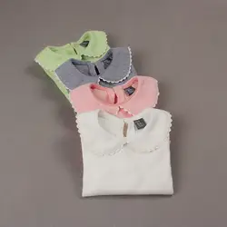 Футболка для маленьких девочек Рубашки на подкладке с воротником и Питер Пэном Футболки для девочек рубашки детская одежда Блузка для