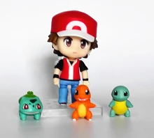 Pokemon PVC Figure Toy Nendoroid Ash Ketchum Zenigame Charmander Bulbasaur Action Figure Pokemon Red Anime Collectible Model Toy