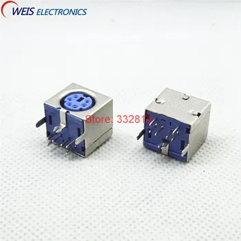 

10PCS PS-2 PS2 connector for keyboard / mouse BLUE 7pin+2pin socket ROHS Free shipping