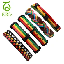 ER 5pcs Hiphop Male Leather Jamaica Bracelet Rasta Reggae Bracelets Women Rock Stlye Hand Jewelry Pulceras Femininas LB032