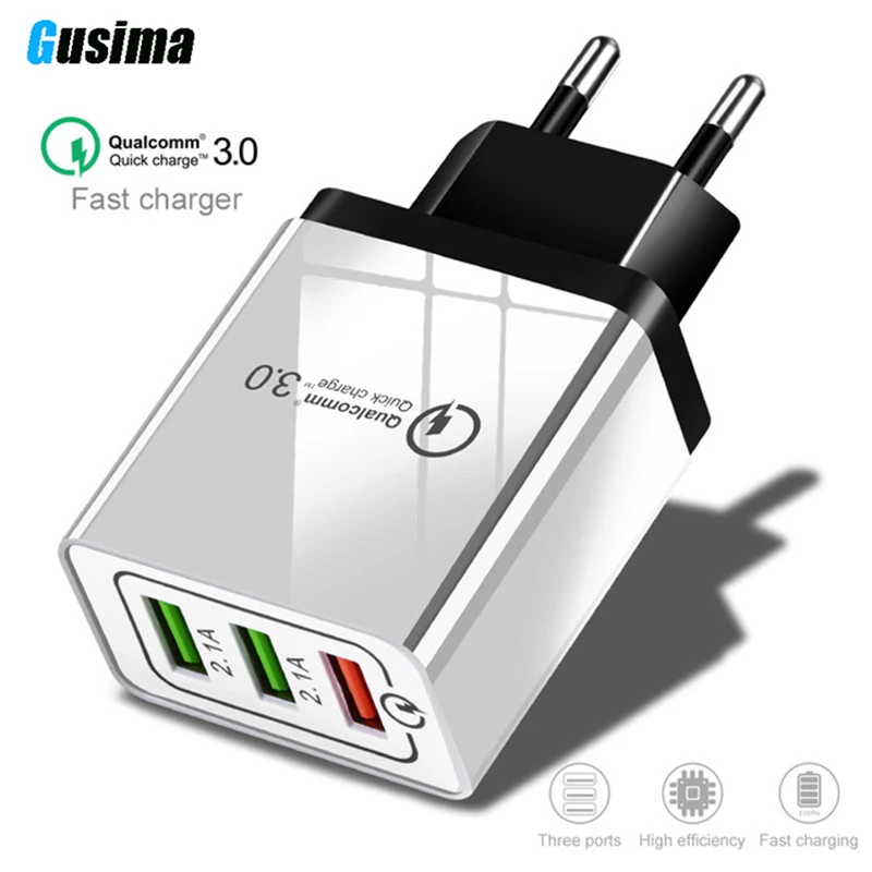 

GUSIMA Quick Charging QC 3.0 Smart Fast 3 USB Wall Charger For Xiaomi Samsung Huawei Quick Charge Charging Adapter Mobile Phone