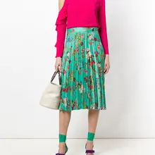 Романтические плиссированные юбки с принтом в стиле ретро с цветочным принтом, Новинка лета года, модные женские юбки до колена