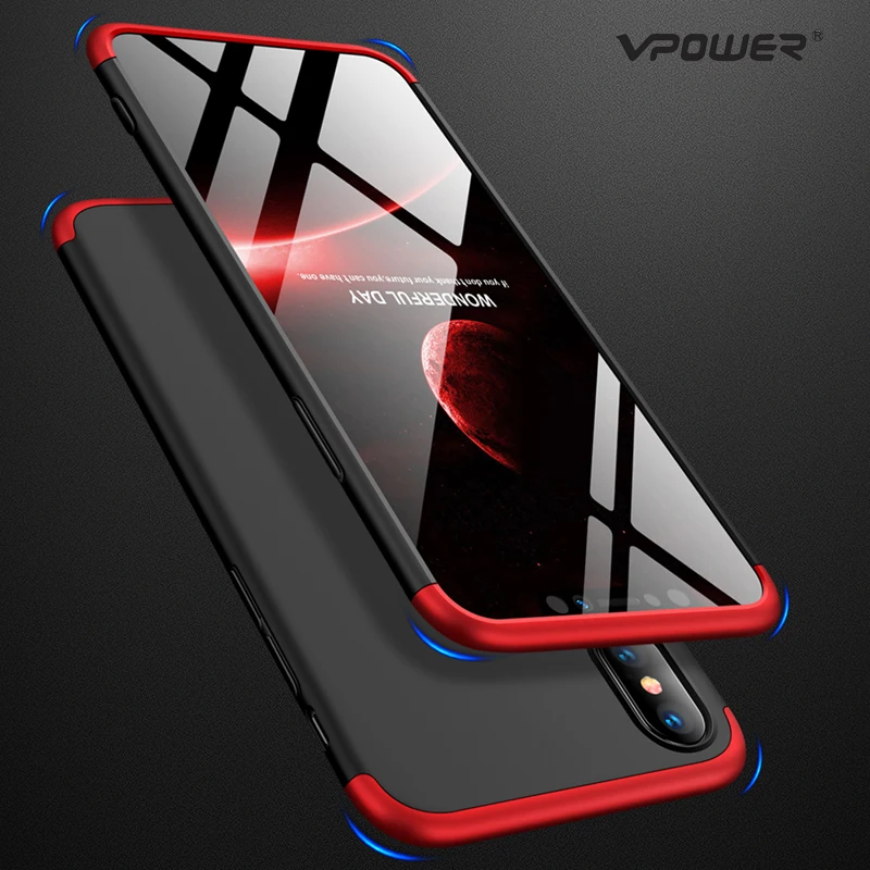 Для iPhone X XS XR чехол Max Vpower три в одном 360 полный защитный для Apple без закаленного