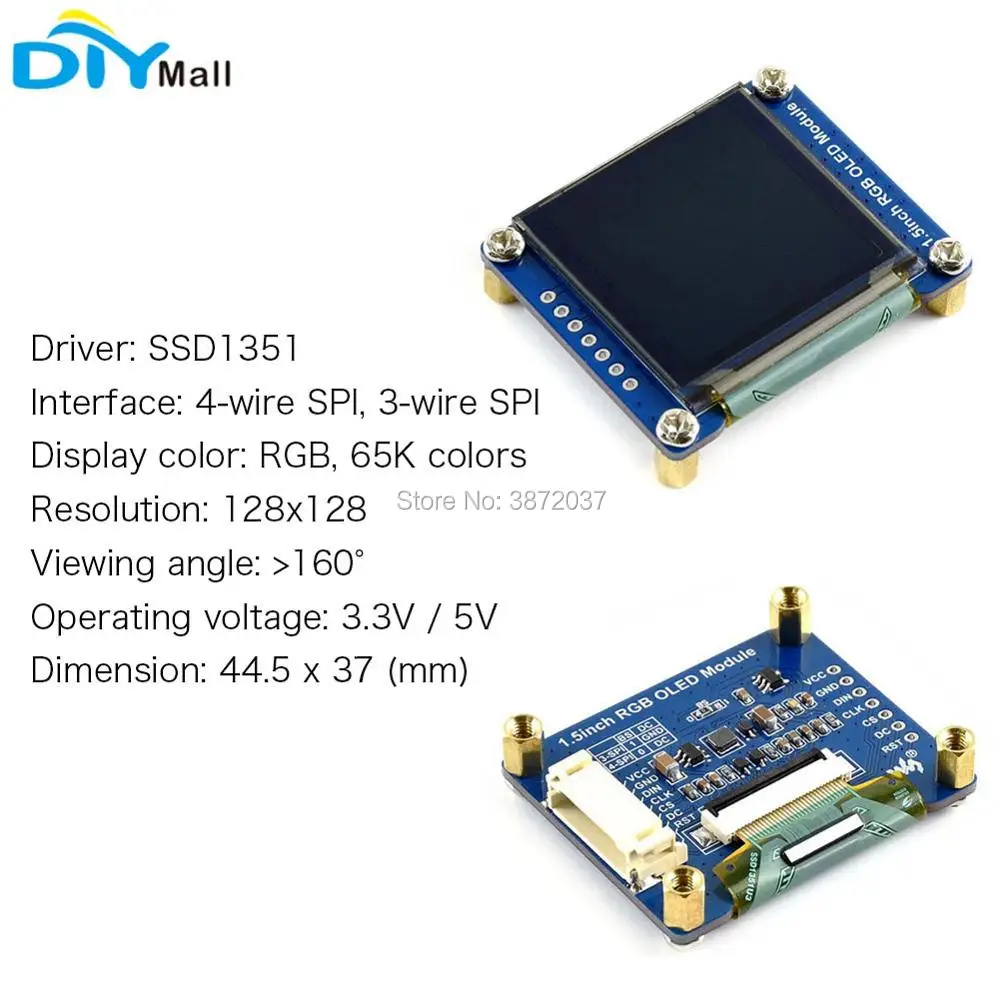 Дисплейный модуль OLED RGB 1 5 дюйма экран 128x128 SSD1351 SPI I2C IIC для Arduino Raspberry Pi STM32|Модули