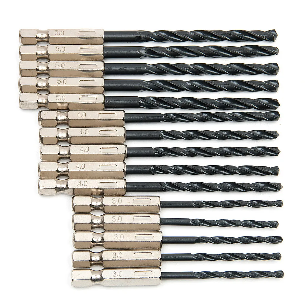 15Pcs/Set HSS Twist Drill Bit 3mm 4mm 5mm Hex Shank Drill Bits for