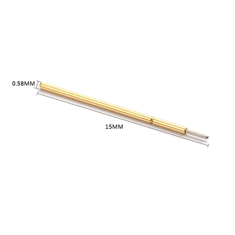 100pcs Voltage Test Probe Spring Phosphor Bronze Tube Gold Plated Length 15mm For Testing Circuit Board Instrument P058-F
