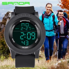 Бренд SANDA часы мужские модные силиконовые водонепроницаемые светодиодный цифровые часы униформы спортивные часы мужские часы цифровые часы 336
