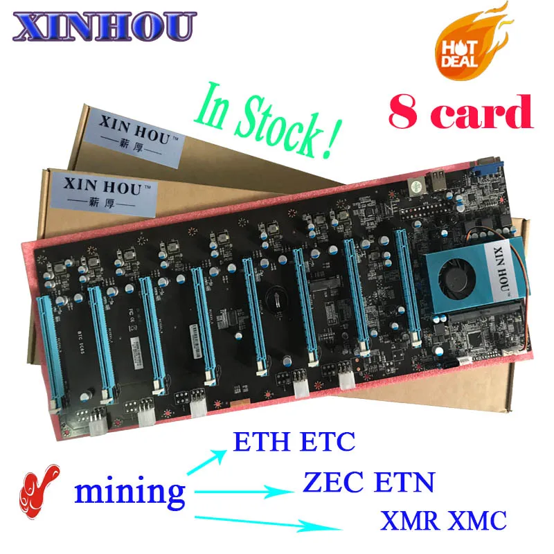 Mining Motherboard BTC IC6S(with cpu) Mining Motherboard 8 Graphics Cards Slots for ETH ETC ZEC ETN XMR XMC RVN MINER