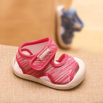 

Striped Boys Summer Shoes Baby Toddler Soft Bottom Shoes Child Cotton Cloth Shoes Function Girls Sandals