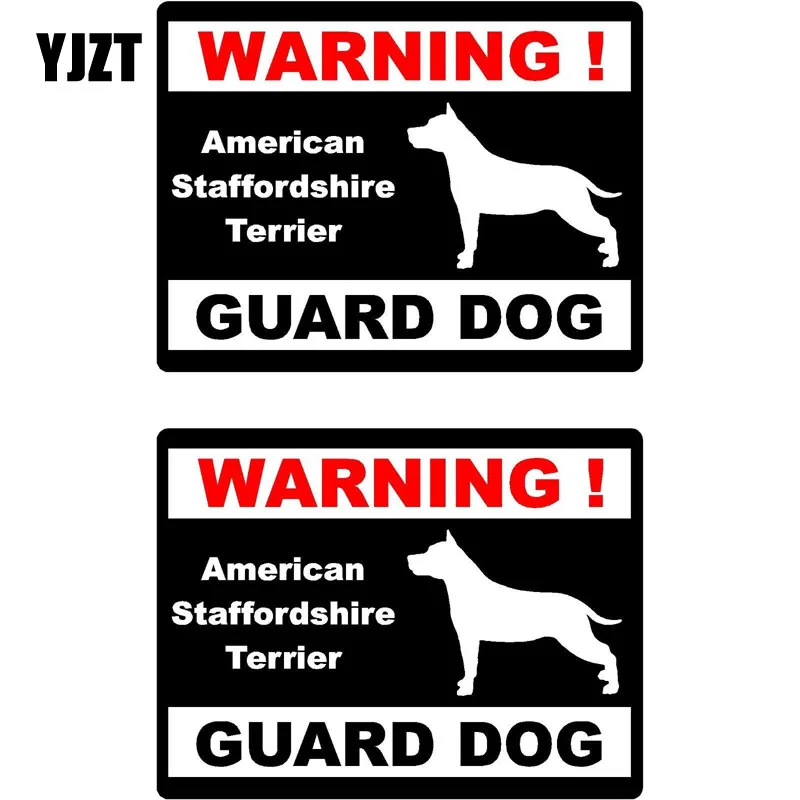 YJZT 15*11,5 см 2x мультяшная предупреждение американский стаффордширский терьер Страж собака забавная ретро-отражающая Наклейка на окно автомобиля Наклейка C1-8158