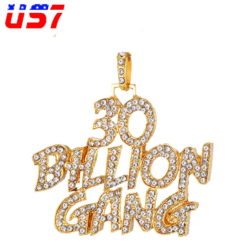 US7 полный со стразами буквы Bling льдом Rope Chain, подвески и ожерелья для Для мужчин ювелирные изделия из золота Цвет - Окраска металла: only pendant