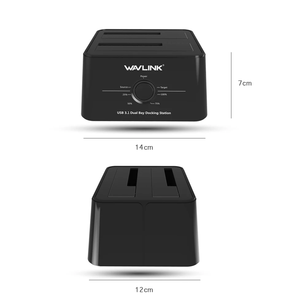 Wavlink USB 3,1 TypeC a SATA Dual Bay Docking Station 2,5/3,5 GB SSD HDD SATA 1/2/ 3 carcasa para 2*8 TB Offline con clon de copia de seguridad - 5