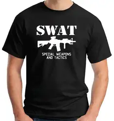 2018 Мода шею одежда Swat специальная Книги об оружии тактика из 0% хлопка с принтом s летняя футболка с короткими рукавами Для мужчин