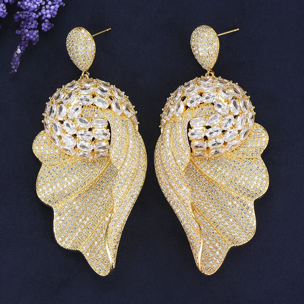 

Luxury Paved Full AAA CZ Chic Pendant Big Drop Earring boucle d'oreille femme 2019 Luxury Trendy Earrings Trendy Design