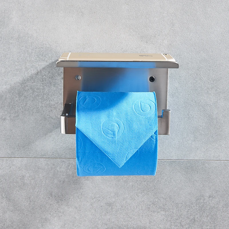 Ulgksd Ванная комната Матовый никель/хромовая бумажная корзина для хранения с телефоном стойки Ванная и туалет бумажная полка для ванной