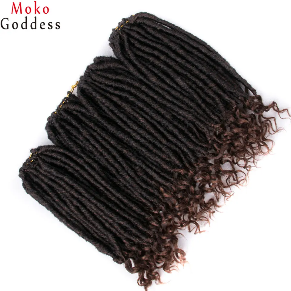 MokoGoddess вязанные волосы для наращивания богиня Faux locs Curly вязанные косички синтетические волосы Омбре косички