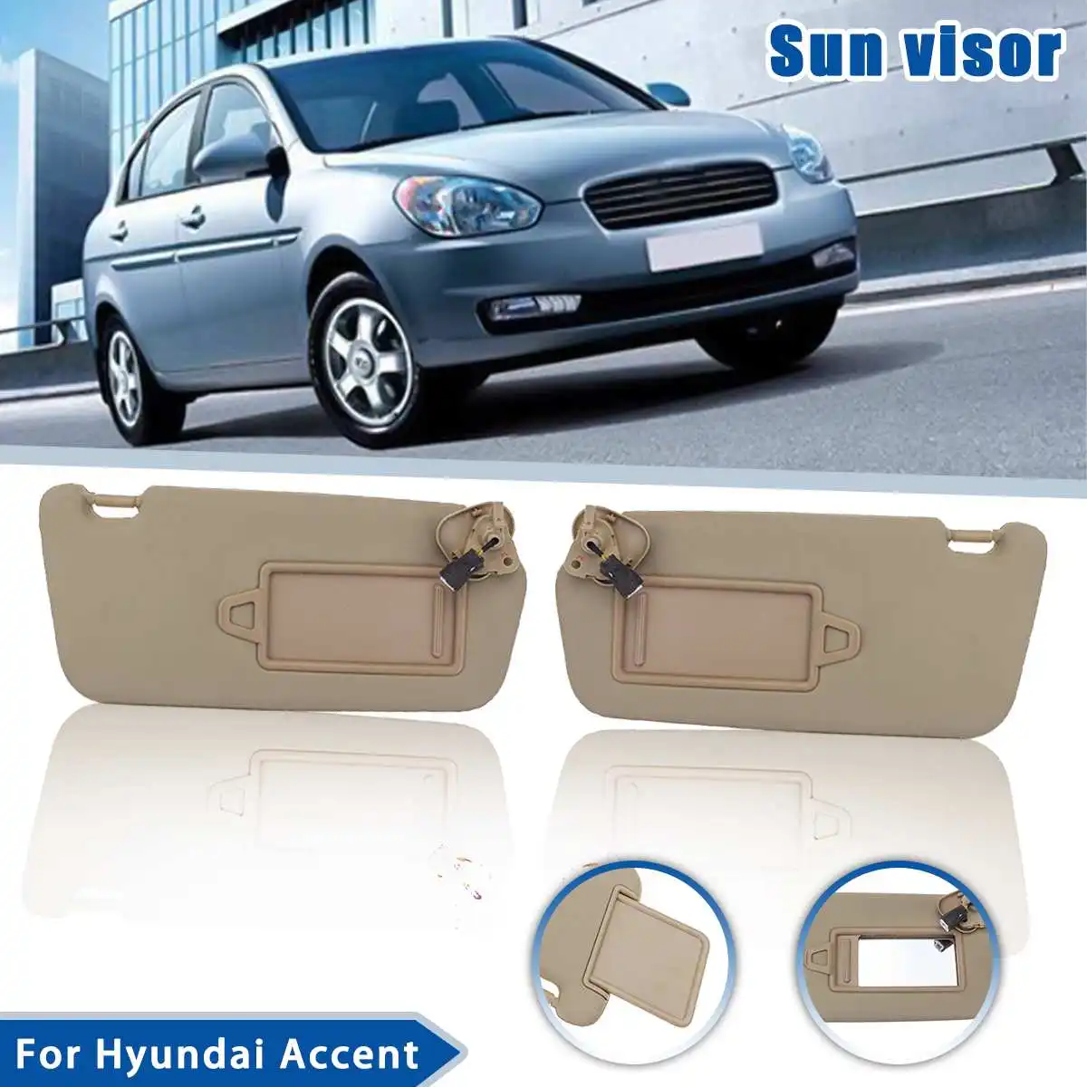

Car Inner Sunvisor Sunshield Sun Visor Shield Shade Board Left Right With Mirror 852101E361XU 852201E360XU For HYUNDAI ACCENT