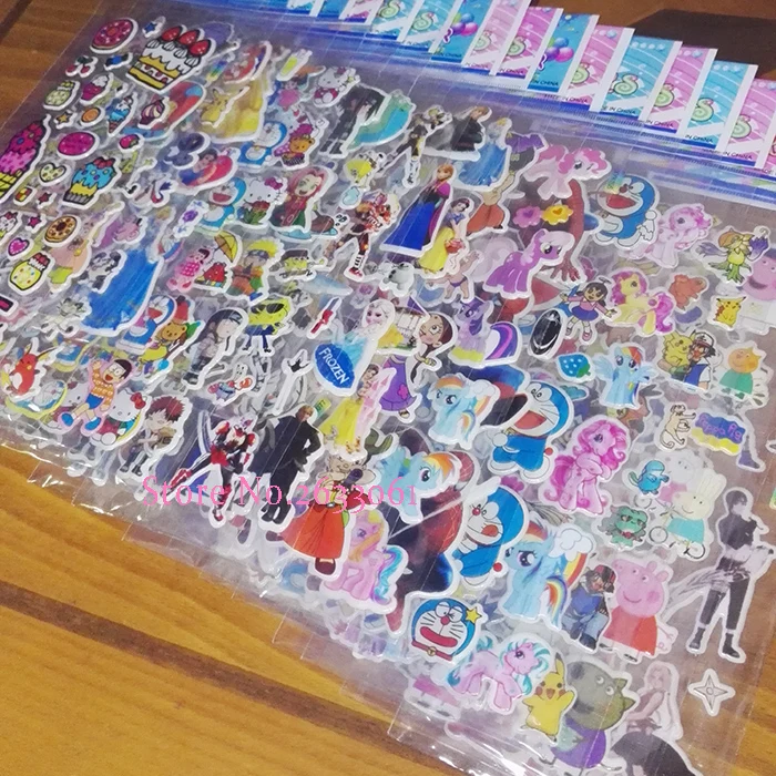 100 Different Sheets Cute 3D Puffy Bubble Sticker Cartoon Comic Animation Stickers Pack DIY Toys Gift for Children Kid for phone