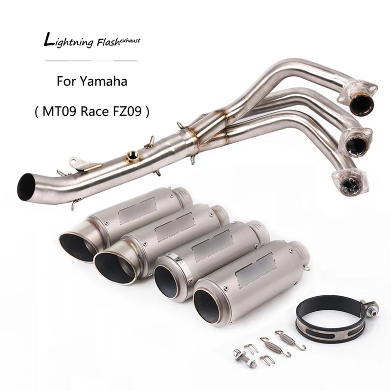 

Full Exhaust System for Yamaha MT-09 Race FZ09 Motorcycle Header Link Pipe Slip On 51 mm Exhaust Tips No Db Killer Escape Steel