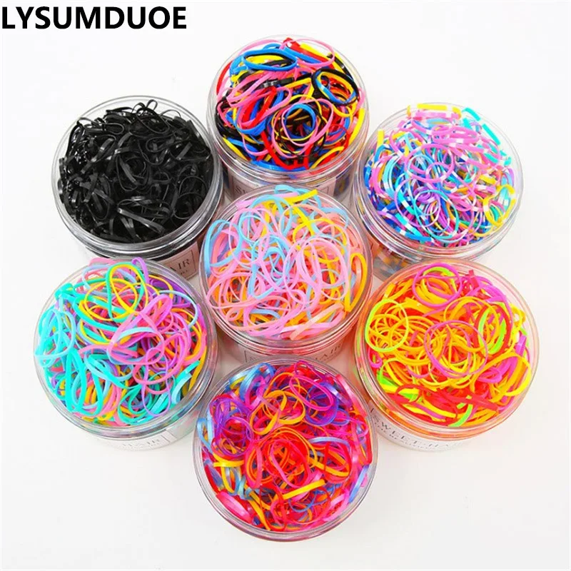 

800Pcs/Set Girls Hair Accessories Elastic Hair Bands Rainbow Disposable Hairband Headband Cute Headdress New Colorful Scrunchie
