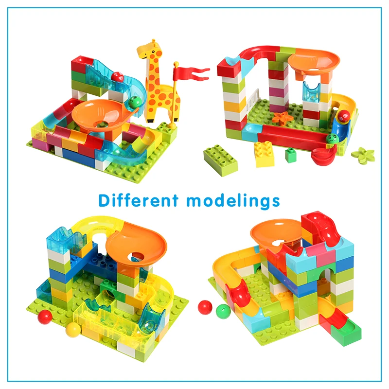 DIY حجم كبير اللبنات متاهة سباق تشغيل المسار AccessoriesFunnel الشريحة الطوب متوافق Legoed Duploe كتل للأطفال