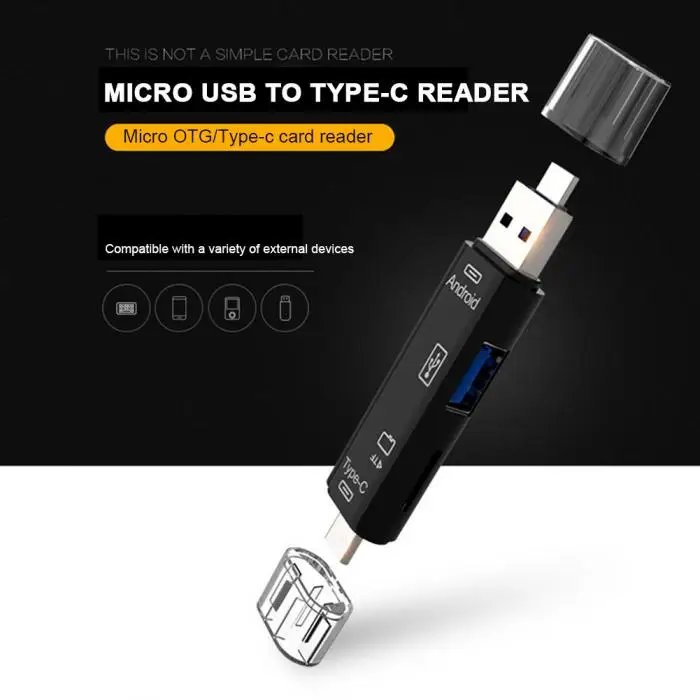 Недавно все в 1 USB 3,1 Card Reader высокое Скорость Micro SD U диска Тип-C памяти Micro USB OTG картридер