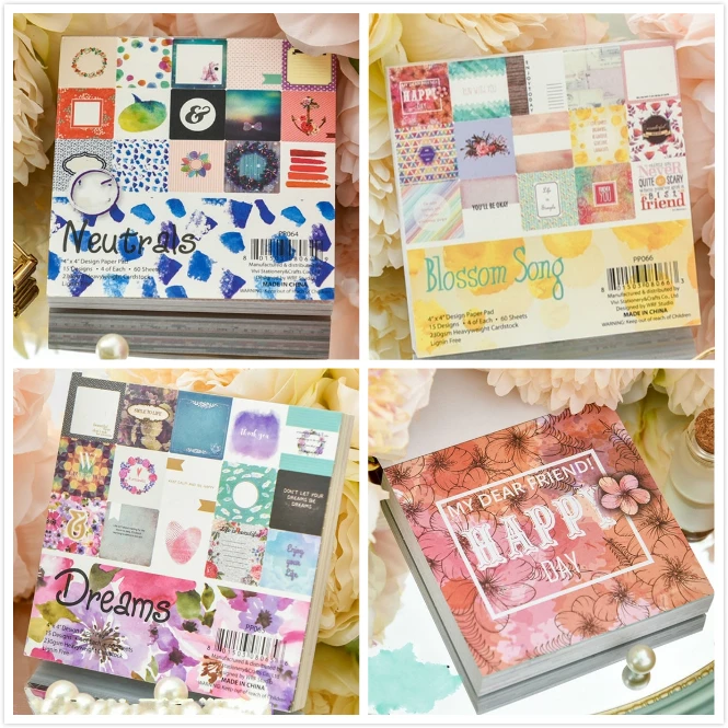 

60pcs/Pack 4*4inch Bloom Song Neutrals Dreams Vellum Paper for Scrapbooking DIY Happy Planner Card Making Journal Project