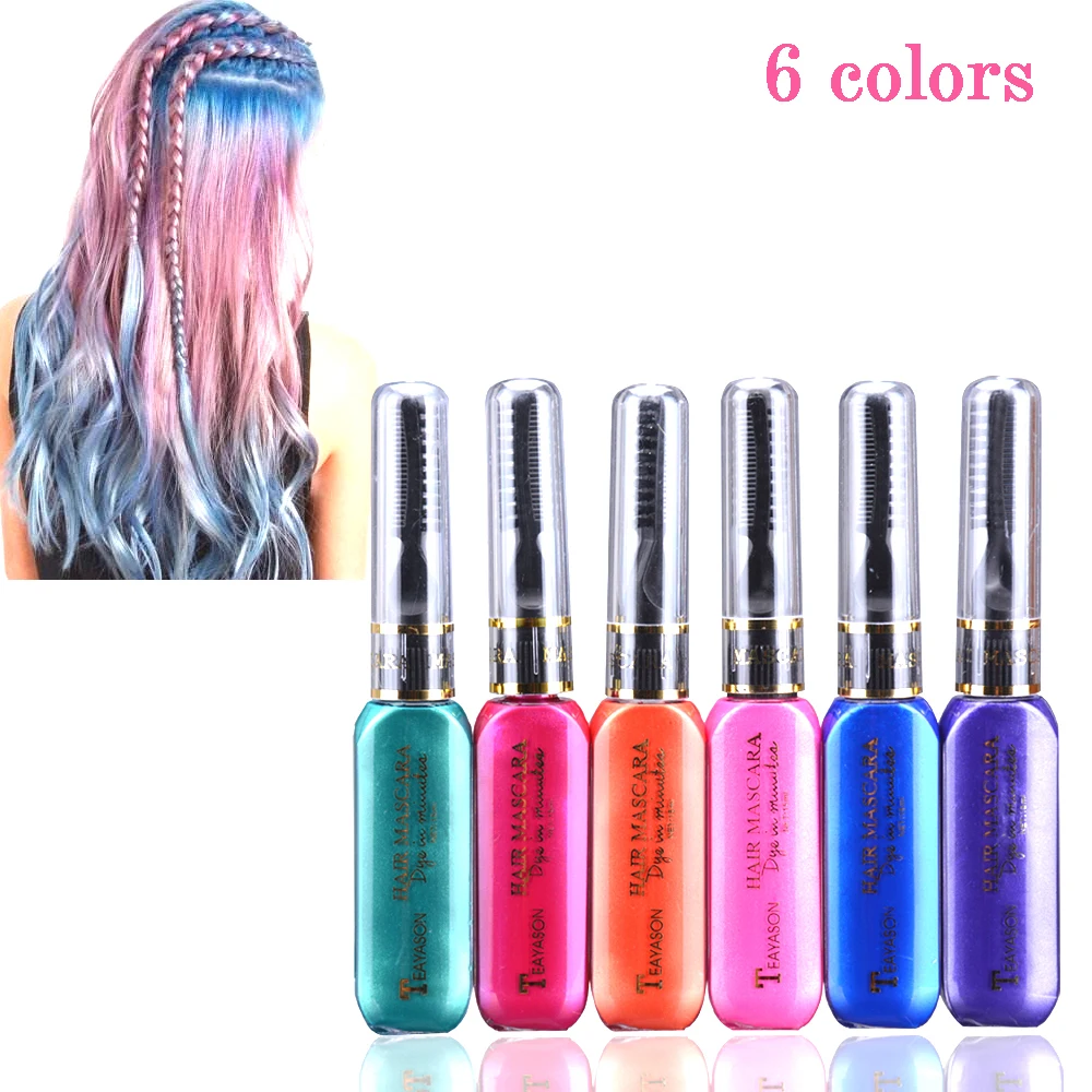 

6 Washable Colors One-time Hair Color Hair Dye Pomade Temporary Non-toxic DIY Hair Wax Mascara Dye Cream Grey Purple Mud Cream