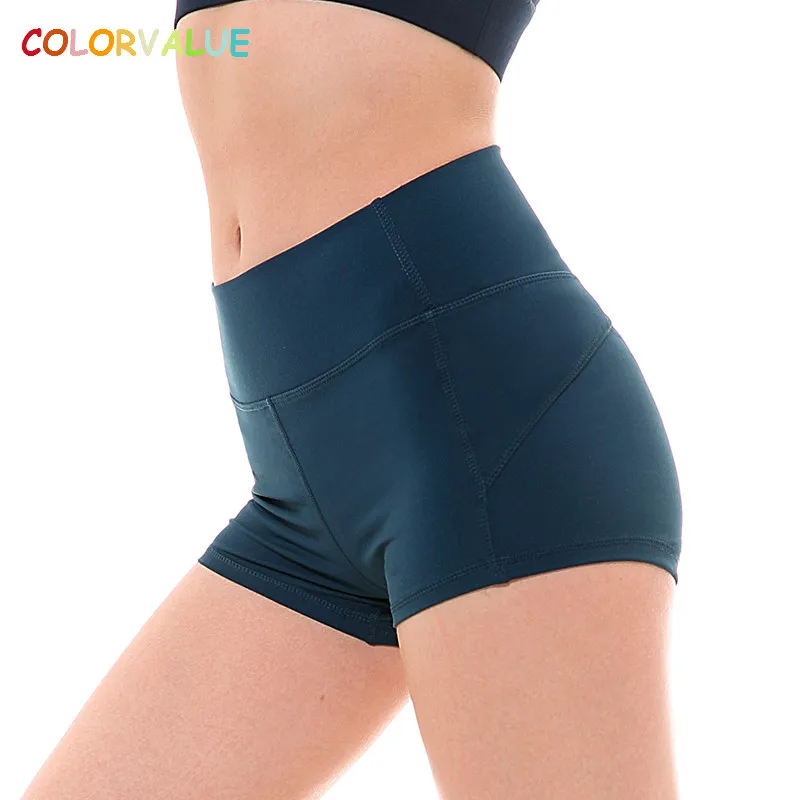 Colorvalue Stretchy Slim Fit Sport Shorts Women Nylon Mention Hip font b Fitness b font Gym