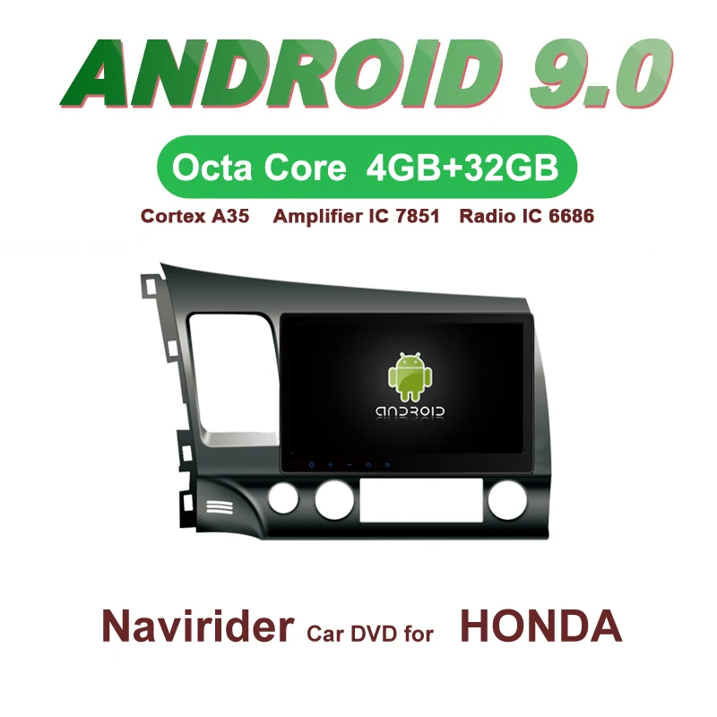 

OTOJETA Car GPS 10.1inch Android 9.0 Radio FOR HONDA CIVIC 2006-2011 bluetooth Navigation Capacitive screen support mirror link