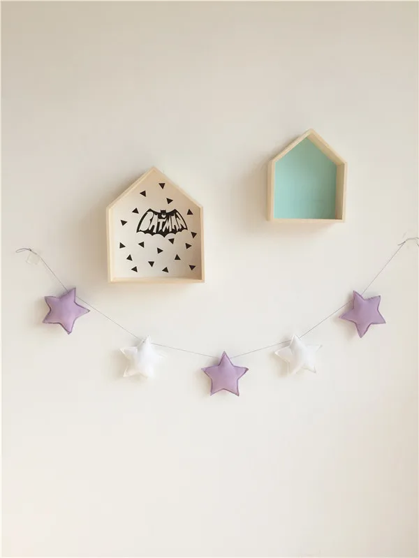 5 шт., подвесная веревка со звездами, украшение для кровати ручной работы, подвеска, Скандинавская стена для детской комнаты фото-игрушка, Детский Рождественский подарок, скоба - Цвет: mixed purple white