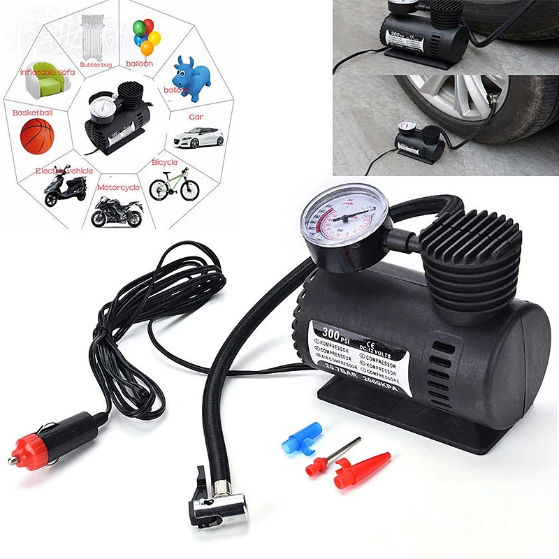 

Portable Mini Air Compressor Electric Tire Inflator Pump Car 12V PSI Auto High Pressure Pump Car Tire Air Inflator Pump