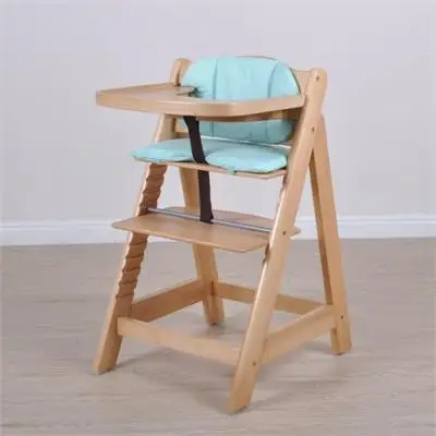 Многофункциональный Детский обеденный стул из массива дерева, регулируемая высота, съемные ограждения - Цвет: Wood color A
