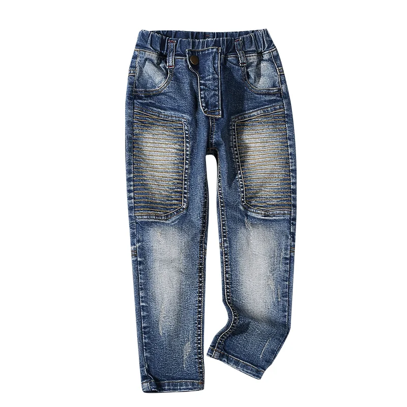 Новые осенние детские джинсовые штаны с рисунком джинсы для маленьких мальчиков детская одежда детские зимние повседневные брюки плотные леггинсы