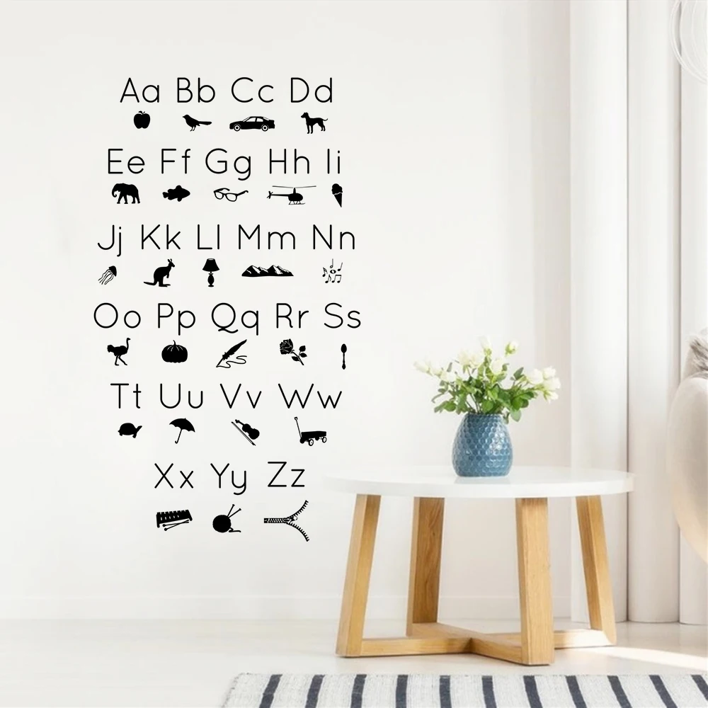 

Alphabet Wall Sticker New Design Picture Silhouettes Wall Decal Alphabet Letters Vinyl Wall Poster Kids Room Decoraiton AY1709